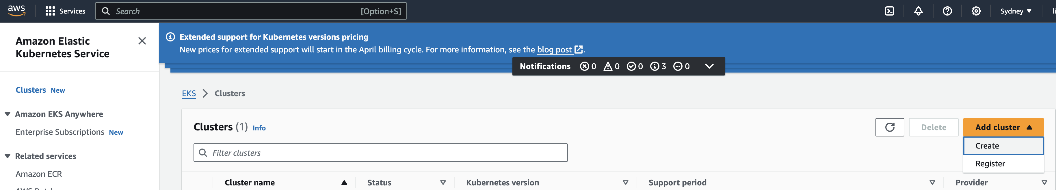 Create Cluster