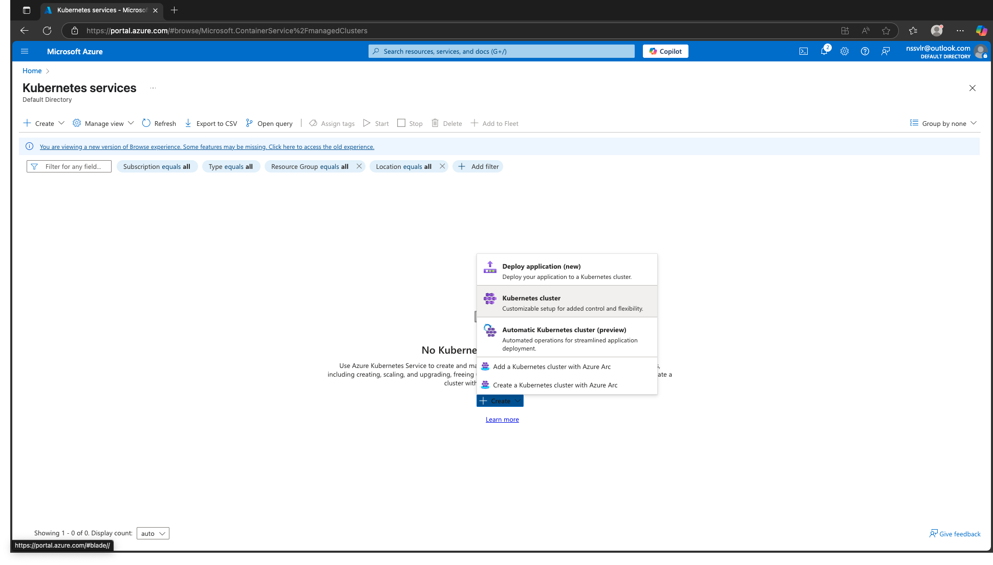 Create AKS Cluster Step 1