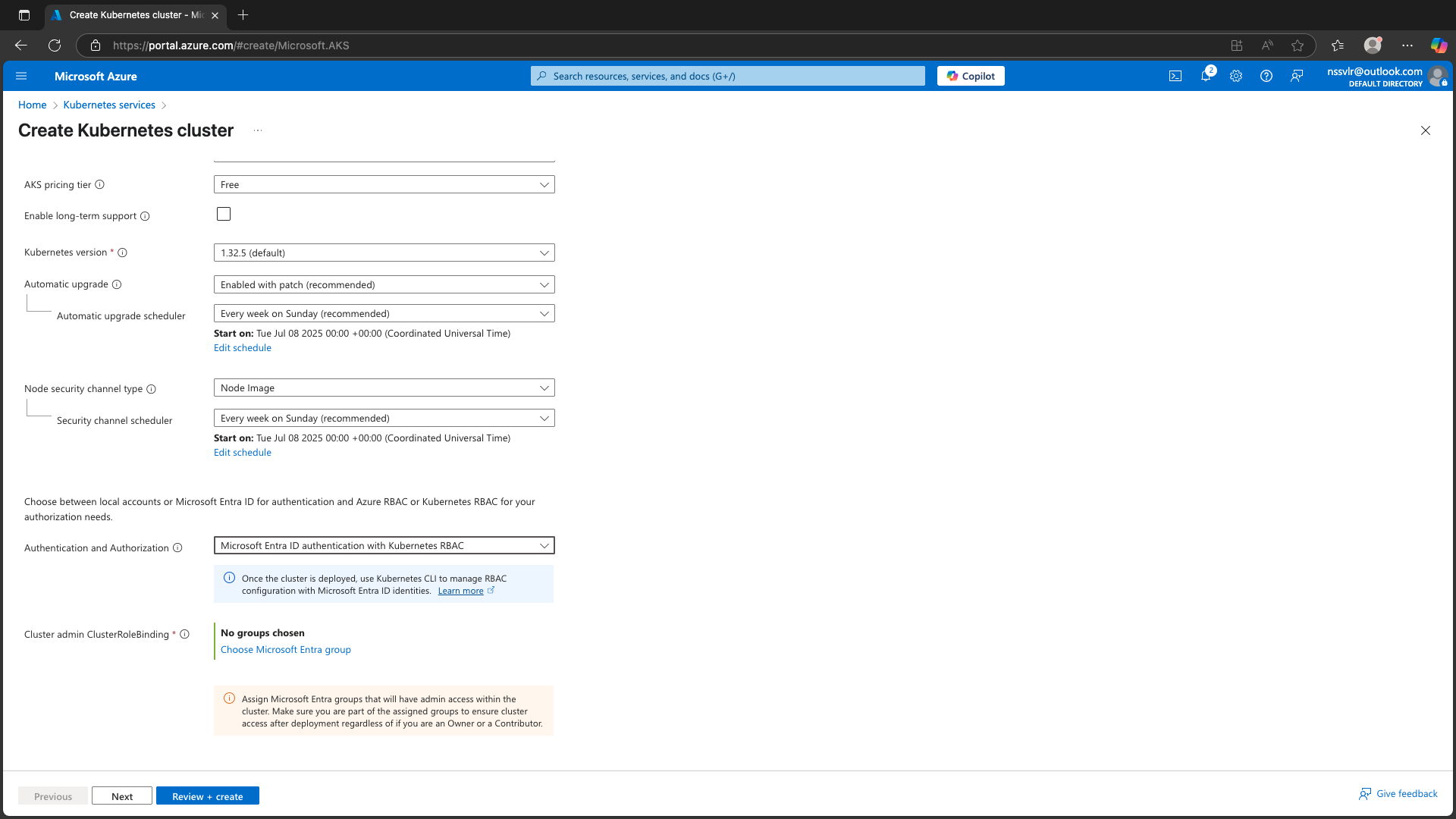 Create AKS Cluster Step 2