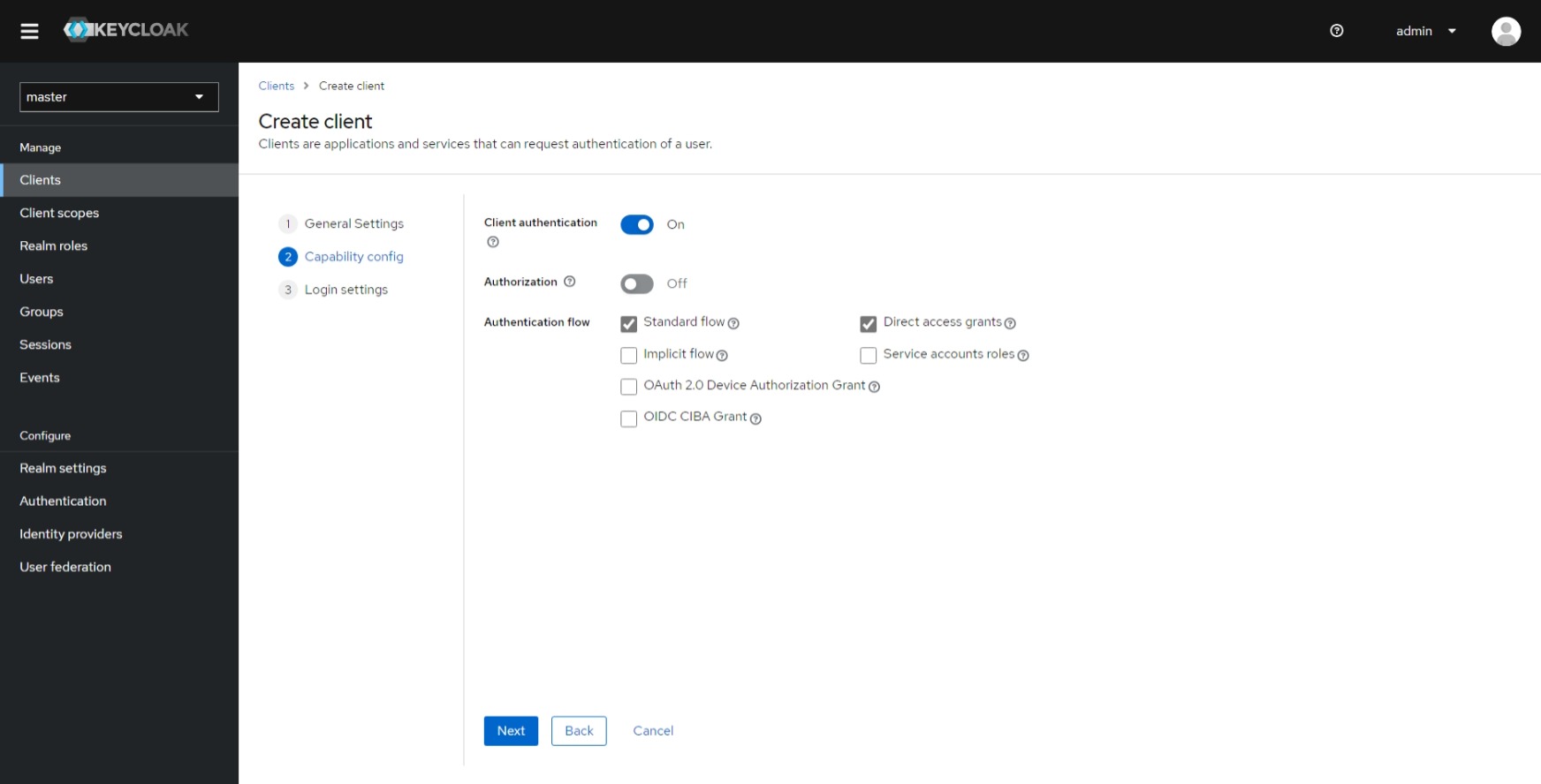 Keycloak Create Client