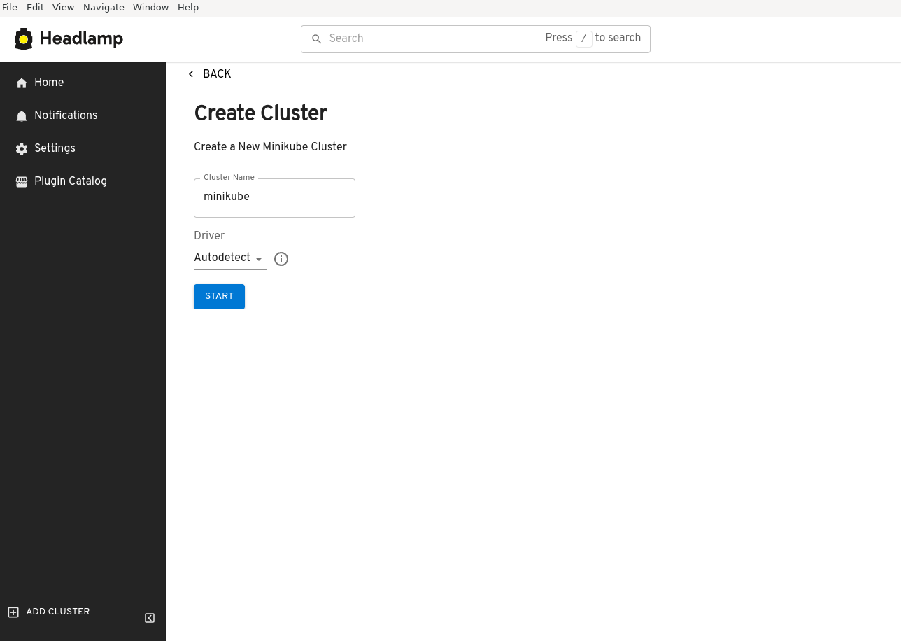 Screenshot showing a few options users can choose related to how the minikube cluster is created