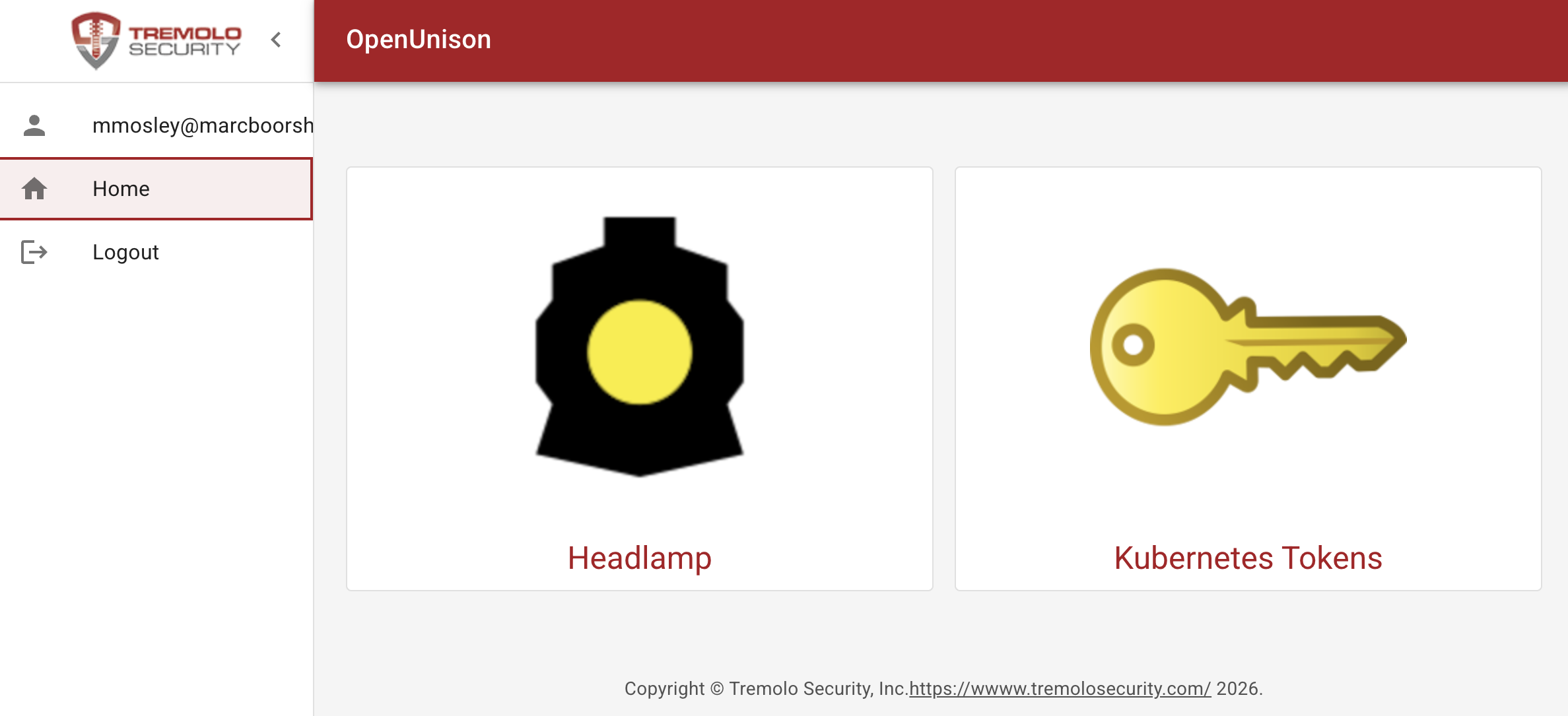 OpenUnison Portal with Headlamp Badge